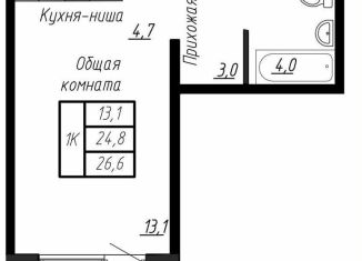 Продается квартира студия, 26.6 м2, посёлок Тельмана, ЖК Сибирь