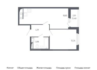 Продам однокомнатную квартиру, 41.4 м2, Санкт-Петербург, метро Проспект Ветеранов