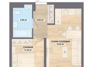 Продается однокомнатная квартира, 39.4 м2, Екатеринбург, ЖК Нова парк