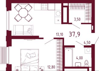 Однокомнатная квартира на продажу, 38.3 м2, Екатеринбург, ЖК Парк Столиц, улица Айвазовского, 52