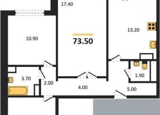 Трехкомнатная квартира на продажу, 73.5 м2, Воронеж, улица Маршала Одинцова, 25Бпоз28, ЖК Лазурный