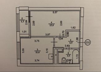 1-ком. квартира в аренду, 36 м2, деревня Анкудиновка, Русская улица, 3