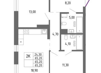 Продажа 2-комнатной квартиры, 65.2 м2, Екатеринбург, метро Площадь 1905 года