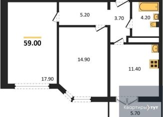 Продается 2-ком. квартира, 59 м2, Воронеж, улица Маршала Одинцова, 25Бпоз28, ЖК Лазурный