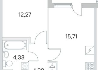 Однокомнатная квартира на продажу, 38.6 м2, посёлок Шушары