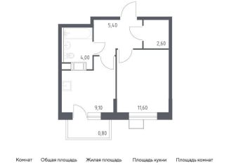 Квартира на продажу студия, 33.5 м2, деревня Середнево, жилой комплекс Цветочные Поляны Экопарк, к1