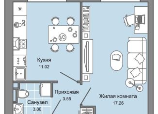 Продается 1-комнатная квартира, 36 м2, Киров, Ленинский район