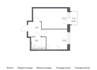 1-комнатная квартира на продажу, 35.6 м2, Московская область, жилой комплекс Новое Видное, 17