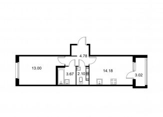 Однокомнатная квартира на продажу, 39.2 м2, Колпино