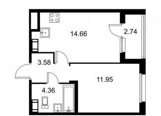 Продается однокомнатная квартира, 35.9 м2, Колпино