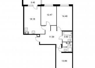Продажа трехкомнатной квартиры, 79.6 м2, Колпино