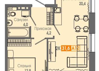 2-комнатная квартира на продажу, 43.7 м2, Красноярск