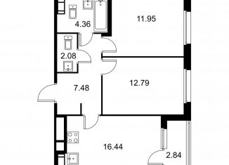 Продажа двухкомнатной квартиры, 56.5 м2, Колпино
