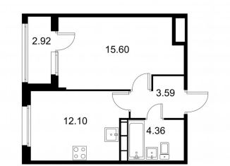 Продается 1-комнатная квартира, 37.1 м2, Колпино