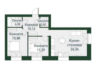 Продам двухкомнатную квартиру, 73.5 м2, Екатеринбург, метро Чкаловская