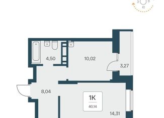 Продается однокомнатная квартира, 40.1 м2, Новосибирск, Калининский район