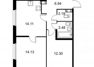 Продам двухкомнатную квартиру, 53.2 м2, Колпино