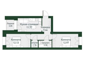 Продажа двухкомнатной квартиры, 54.3 м2, Екатеринбург