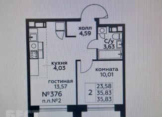 Продам 2-комнатную квартиру, 35.8 м2, поселение Мосрентген, жилой комплекс Квартал Румянцево, к1