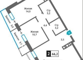 Продажа 2-комнатной квартиры, 66.2 м2, деревня Марьино, Родниковая улица