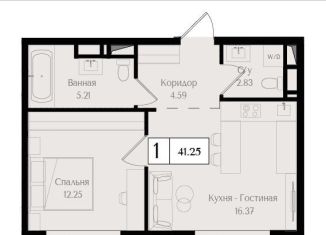 Продам однокомнатную квартиру, 41.3 м2, Москва