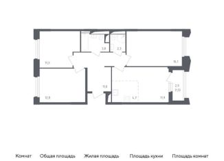 Продажа 3-комнатной квартиры, 75.4 м2, Московская область, жилой комплекс Заречье Парк, к3.1