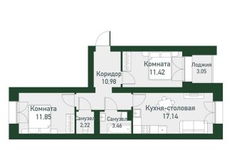 Продажа 2-ком. квартиры, 54.7 м2, Екатеринбург, метро Чкаловская