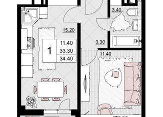 Продам 1-комнатную квартиру, 34.4 м2, Анапа