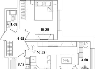 Продажа 1-ком. квартиры, 43.3 м2, Санкт-Петербург, метро Лесная