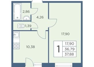 Продается 1-комнатная квартира, 37.5 м2, Санкт-Петербург, улица Александра Матросова, 8к3, улица Александра Матросова