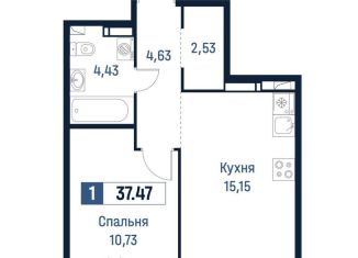 Продам 1-комнатную квартиру, 37.5 м2, Мурино