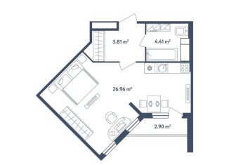 Квартира на продажу студия, 38.6 м2, поселок Мещерино