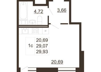 Продаю квартиру студию, 29.9 м2, Гатчина, улица Хохлова, 16