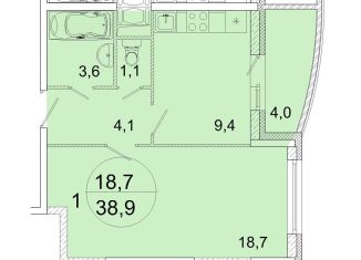 Продажа 1-комнатной квартиры, 38.9 м2, Ивантеевка, улица Прокудина, 2