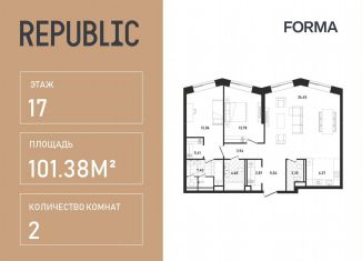 Продажа 2-комнатной квартиры, 101.4 м2, Москва, жилой комплекс Репаблик, к2.3, метро Белорусская