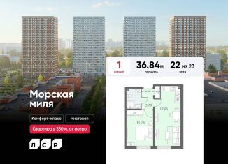 Продажа 1-комнатной квартиры, 36.8 м2, Санкт-Петербург, муниципальный округ Юго-Запад