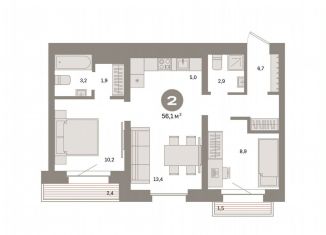 Продается двухкомнатная квартира, 56.1 м2, Москва, станция Бульвар Рокоссовского, Тагильская улица, 6/5