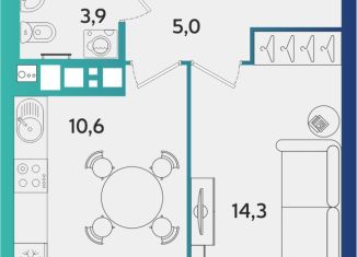 Продается однокомнатная квартира, 37.9 м2, Удмуртия, улица Архитектора П.П. Берша, 44