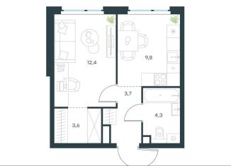 Однокомнатная квартира на продажу, 33.8 м2, Москва, метро Мичуринский проспект