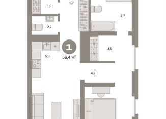 Продаю 1-ком. квартиру, 56.4 м2, Москва, станция Бульвар Рокоссовского, Тагильская улица, 6/5