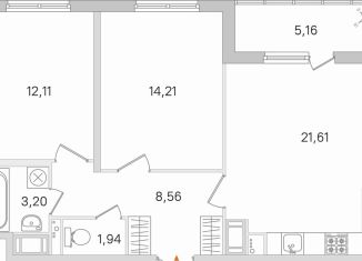 2-комнатная квартира на продажу, 64.2 м2, городской посёлок Янино-1