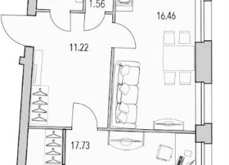 1-комнатная квартира на продажу, 55 м2, Санкт-Петербург, улица Кустодиева, 7к1, метро Парнас