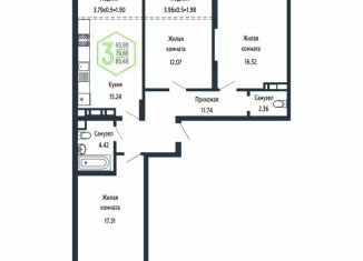 Продается трехкомнатная квартира, 85.5 м2, Краснодар, микрорайон Черемушки, Обрывная улица