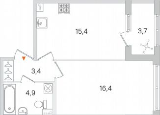 Продам однокомнатную квартиру, 42 м2, Пушкин