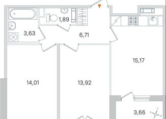 2-ком. квартира на продажу, 57.2 м2, Пушкин