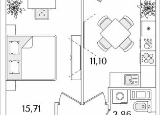 Продается 1-комнатная квартира, 35.8 м2, Санкт-Петербург, Октябрьская набережная, 116