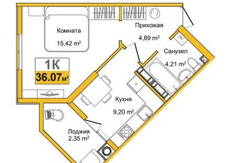 Однокомнатная квартира на продажу, 36.1 м2, Симферополь, ЖК Город Мира