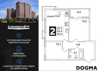 Продам 2-комнатную квартиру, 60.6 м2, Краснодар, Прикубанский округ