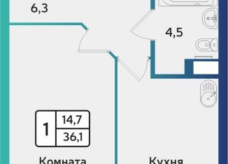 Продаю 1-ком. квартиру, 36.1 м2, Удмуртия, улица 40 лет Победы, 117