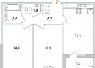 2-ком. квартира на продажу, 57.6 м2, Пушкин